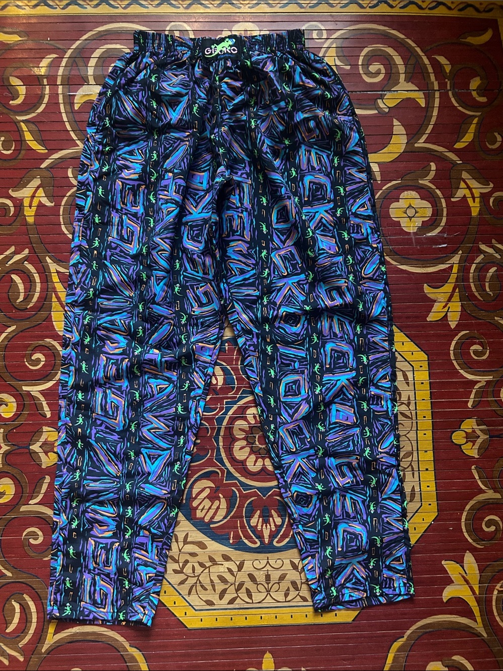 90s movie theatre print/Colorful Abstract Geo Print Jogger Pants
